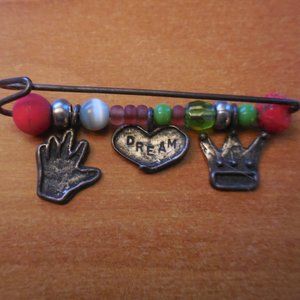 Brooch Pin with Dream Charm and Beads